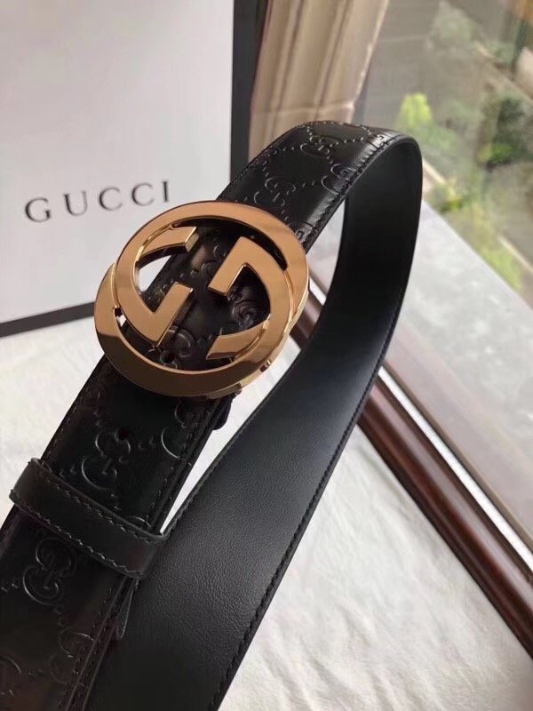 GG original signature calfskin belt 38mm 411924 black 