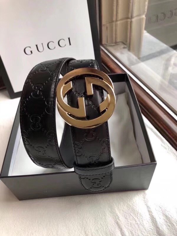 GG original signature calfskin belt 38mm 411924 black 