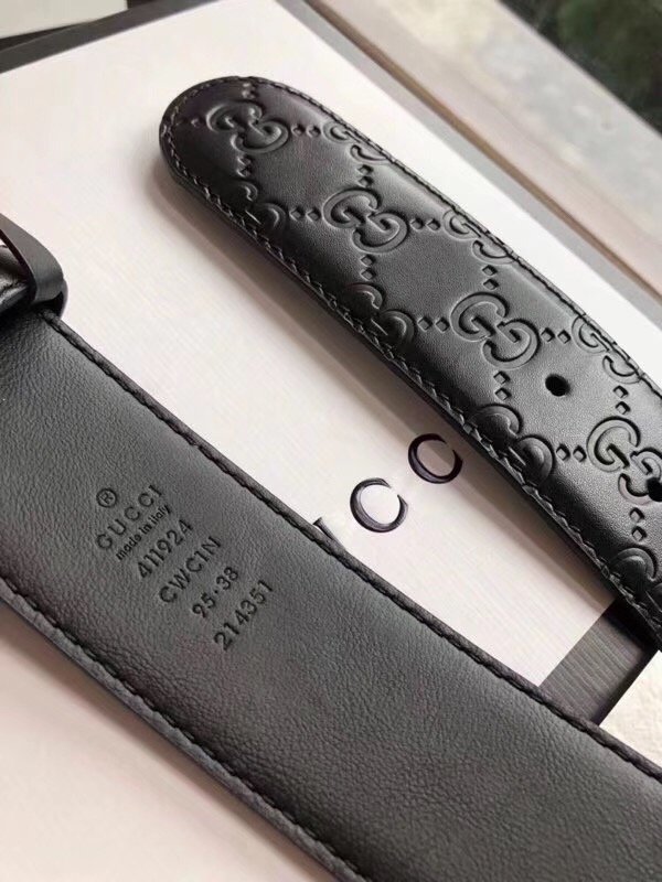 GG original signature calfskin belt 38mm 411924 black 