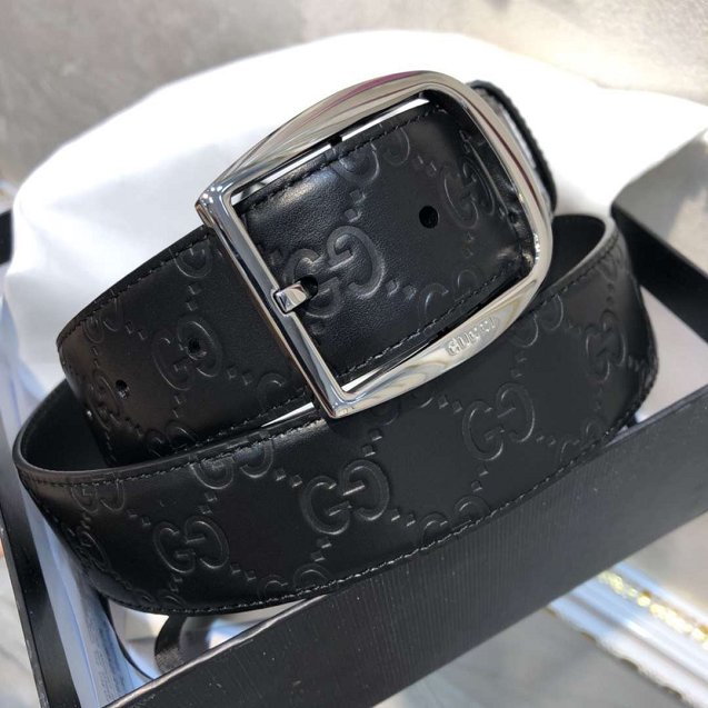 GG original signature calfskin belt 411924 black