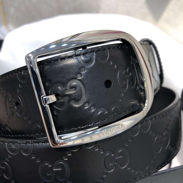 GG original signature calfskin belt 411924 black