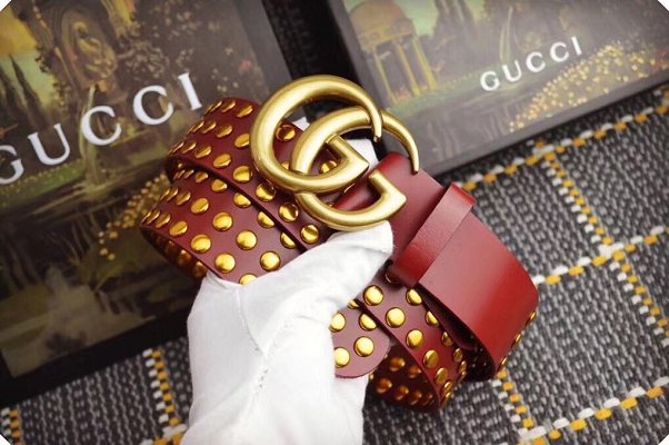 GG original studded calfskin belt 40mm 409416 bordeaux