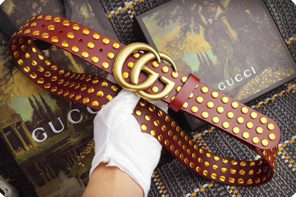 GG original studded calfskin belt 40mm 409416 bordeaux