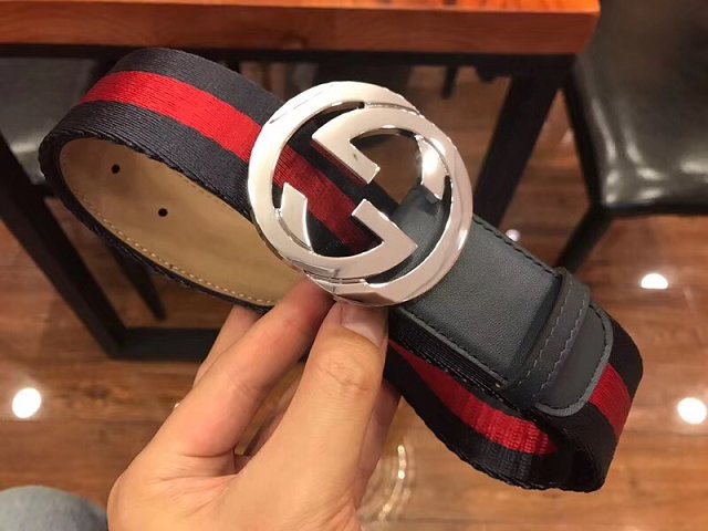 GG original web belt with G buckle 38mm 411924 black&red