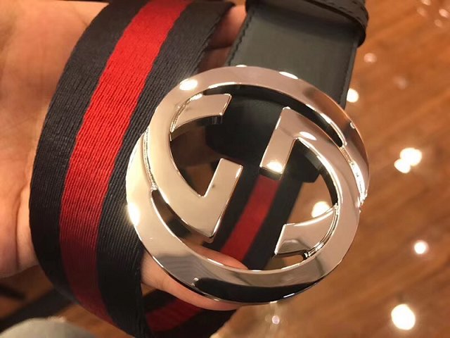 GG original web belt with G buckle 38mm 411924 black&red