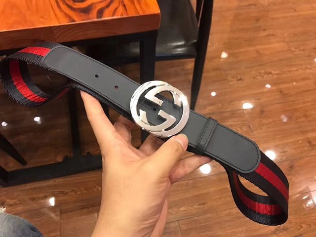 GG original web belt with G buckle 38mm 411924 black&red