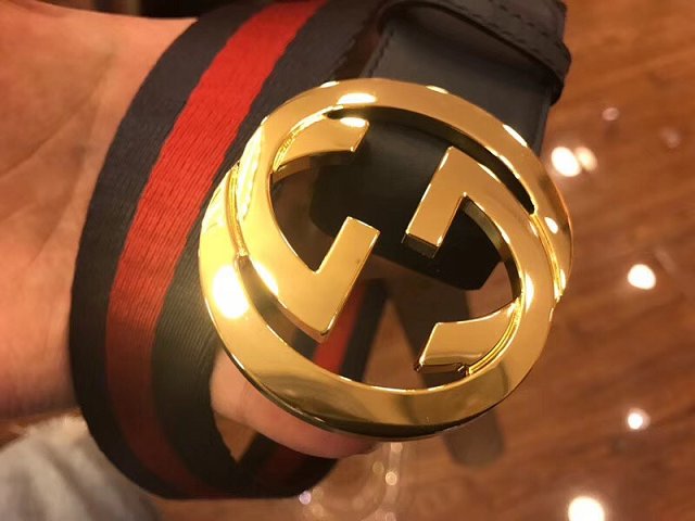 GG original web belt with G buckle 38mm 411924 black&red