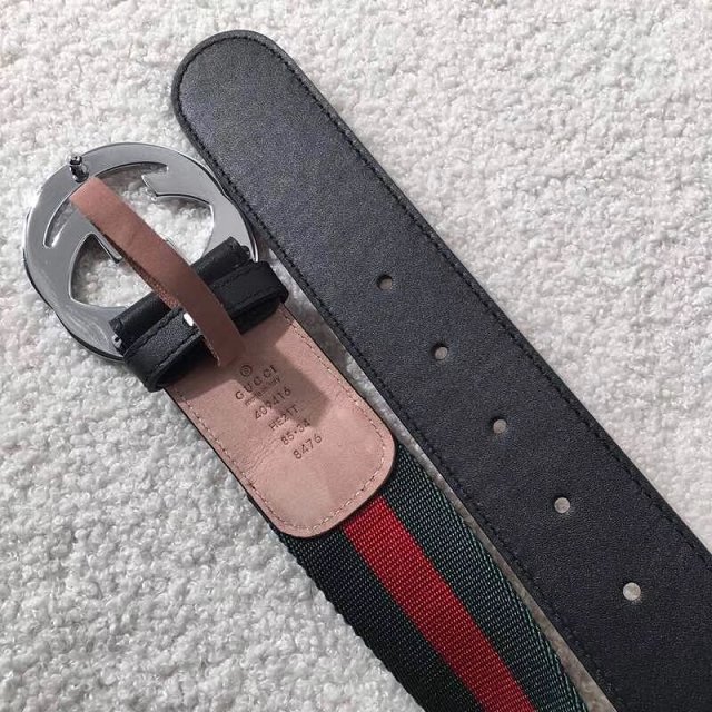 GG original web belt with G buckle 38mm 411924 green&red