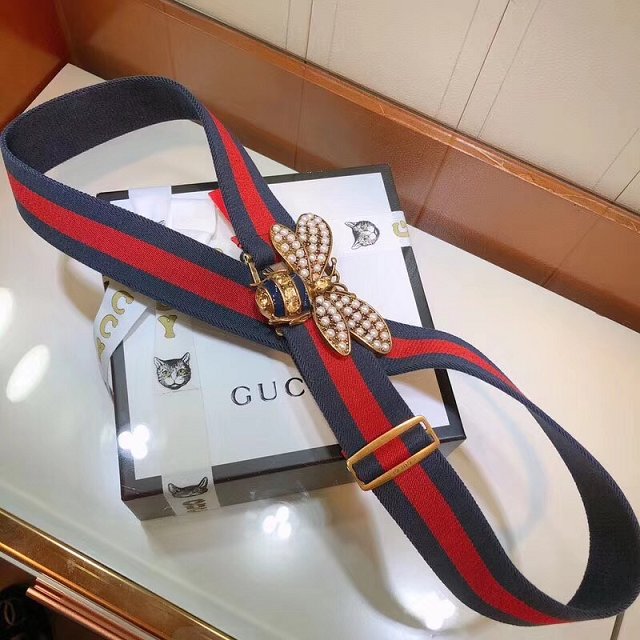 GG original web belt with bee 38mm 453277 red&blue