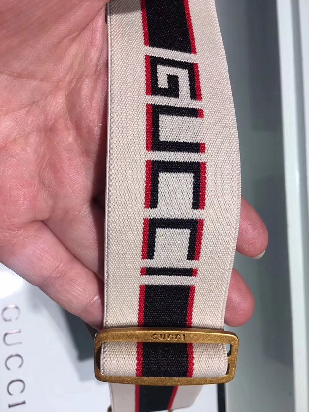 GG stripe belt with double G and crystals 38mm 499636 white