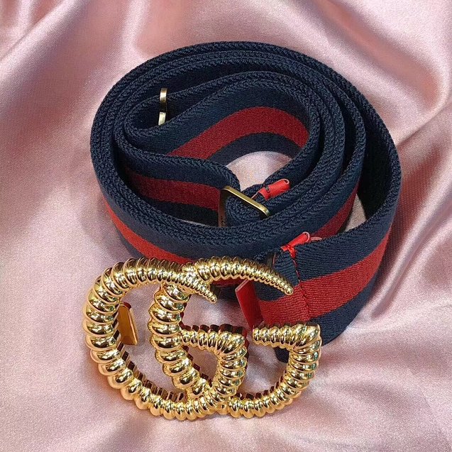 GG web elastic belt with torchon Double G buckle 524101 red&blue