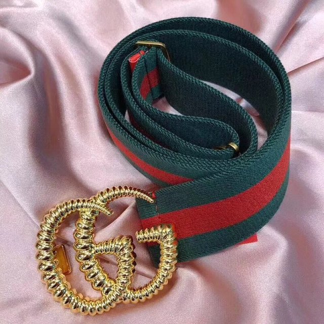 GG web elastic belt with torchon Double G buckle 524101 red&green