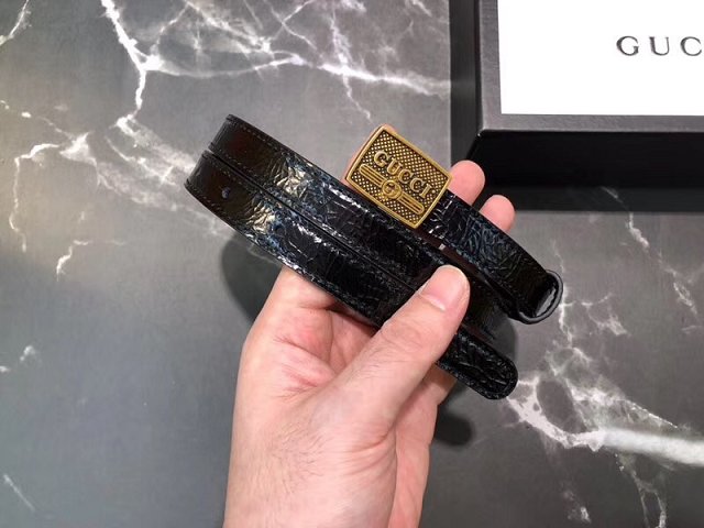 Gucci original calfskin logo belt 15mm 523310 black