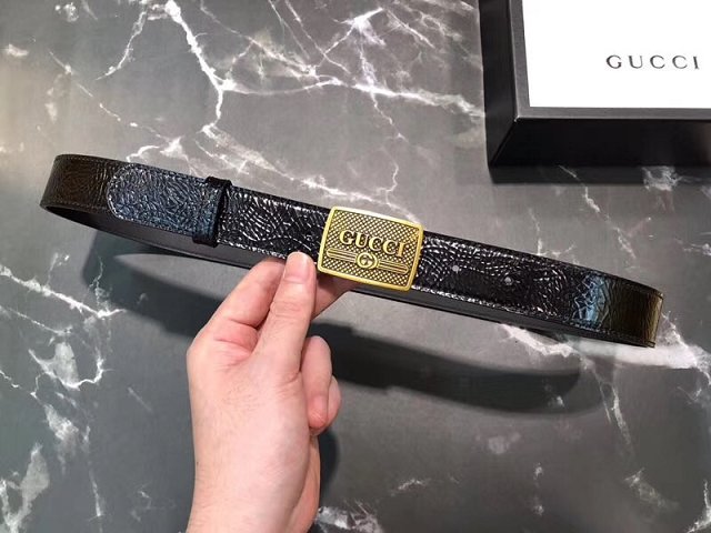 Gucci original calfskin logo belt 30mm 523311 black