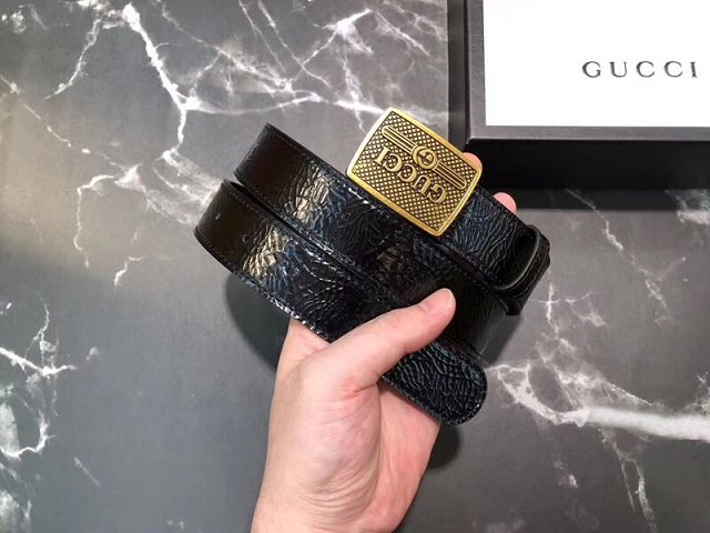 Gucci original calfskin logo belt 30mm 523311 black