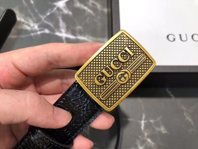 Gucci original calfskin logo belt 30mm 523311 black