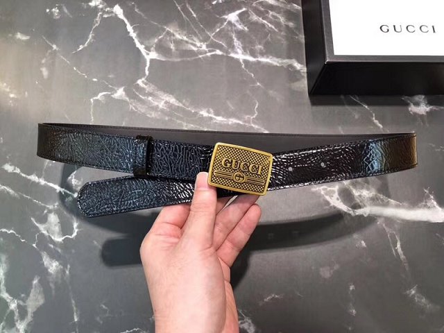 Gucci original calfskin logo belt 30mm 523311 black