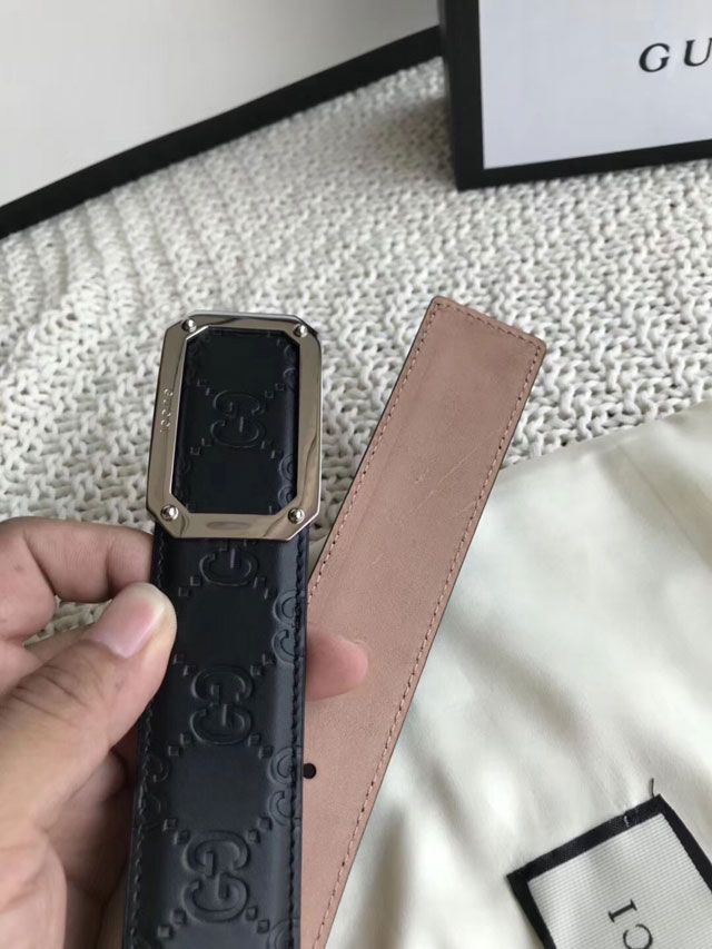Gucci original signature calfskin belt 38mm 411924 black