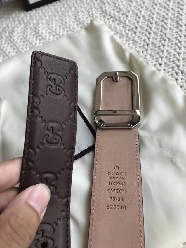 Gucci original signature calfskin belt 38mm 411924 dark coffee