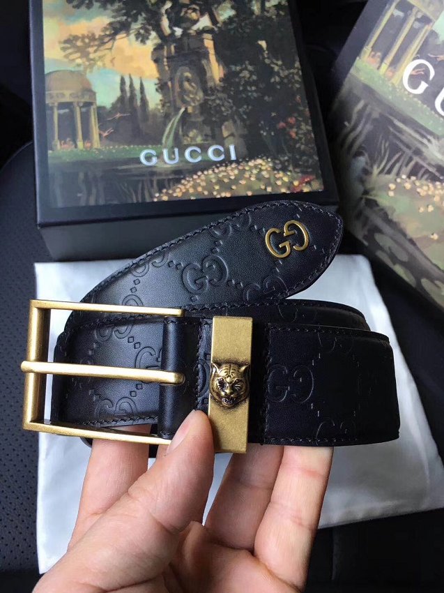 Gucci original signature calfskin belt 38mm 474311 black