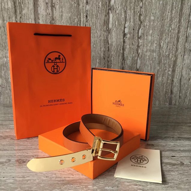 Hermes original calfskin belt 24mm H076313 orange