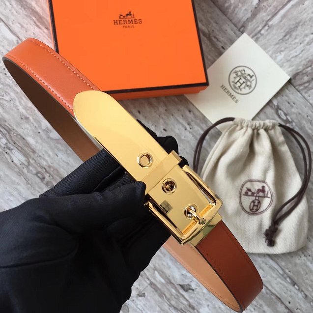 Hermes original calfskin belt 24mm H076313 orange