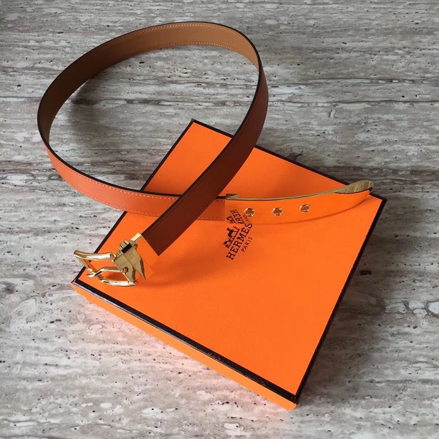 Hermes original calfskin belt 24mm H076313 orange