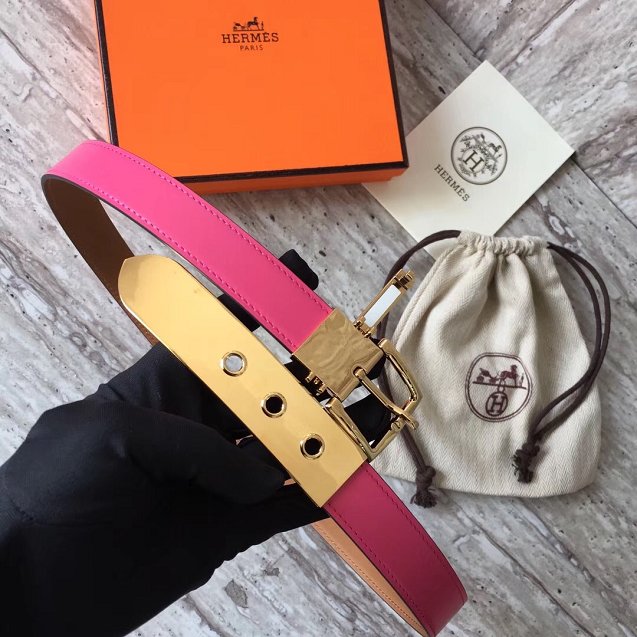 Hermes original calfskin belt 24mm H076313 peach red