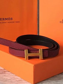 Hermes original epsom leather focus belt 13mm H065556 bordeaux&black