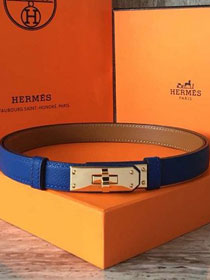 Hermes original epsom leather kelly belt 17mm H069853 blue