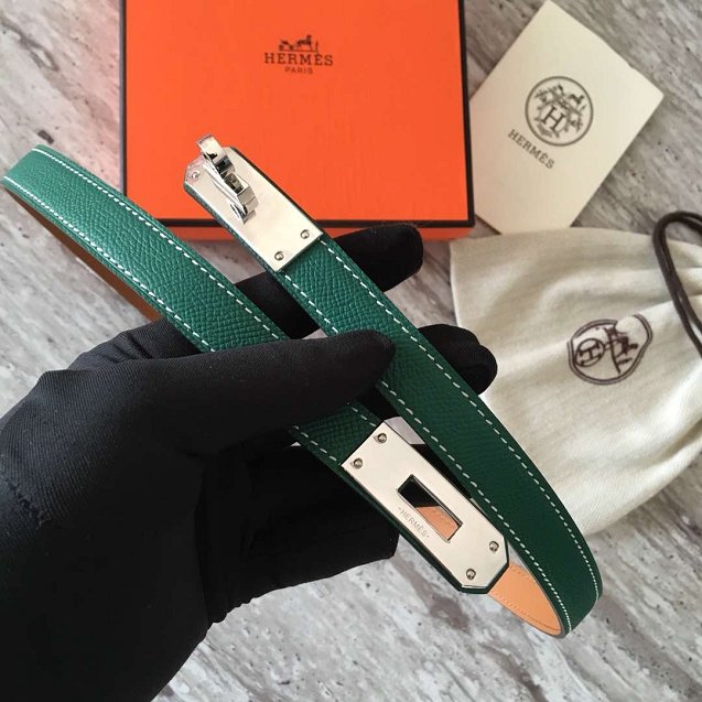 Hermes original epsom leather kelly belt 17mm H069853 green