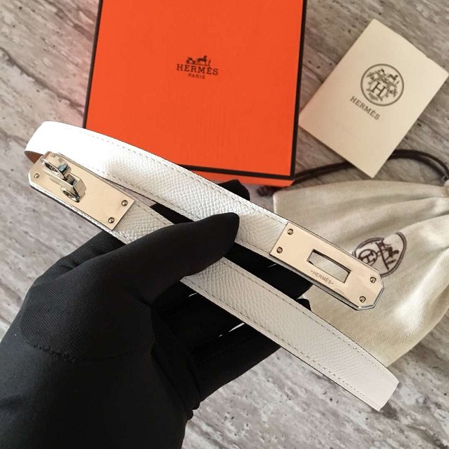 Hermes original epsom leather kelly belt 17mm H069853 white