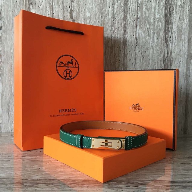 Hermes original epsom leather kelly belt 17mm H069853 green