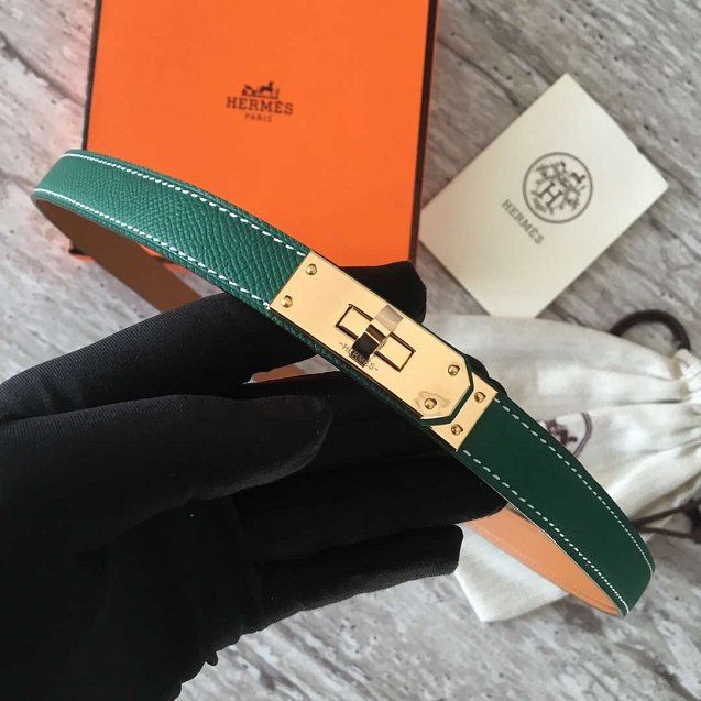 Hermes original epsom leather kelly belt 17mm H069853 green