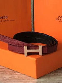 Hermes original epsom leather reversible belt 13mm H065556 bordeaux&black(rose gold)