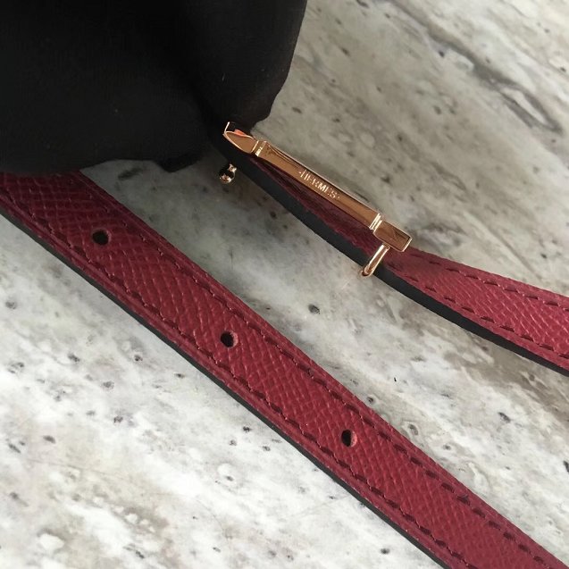 Hermes original epsom leather reversible belt 13mm H065556 bordeaux&black(rose gold)