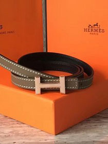 Hermes original epsom leather reversible belt 13mm H065556 grey&black(rose gold)