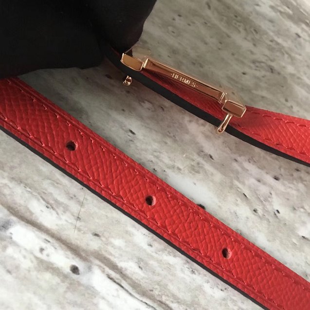 Hermes original epsom leather reversible belt 13mm H065556 red(rose gold)