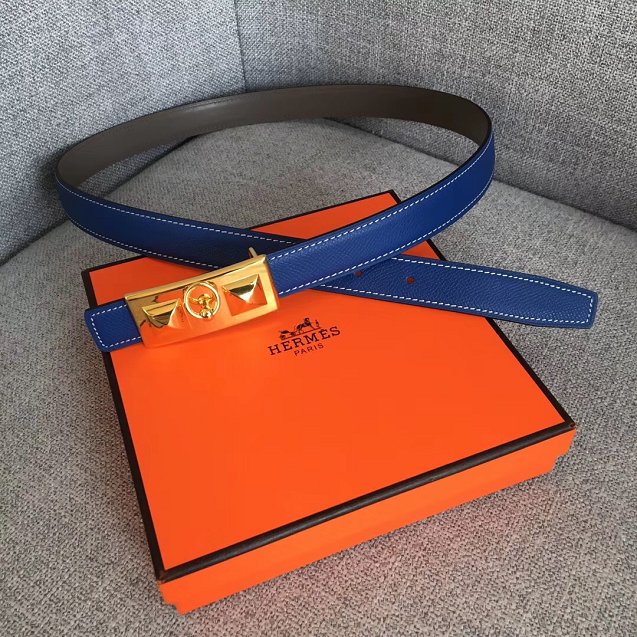 Hermes original epsom leather rivale belt 24mm H076306 blue