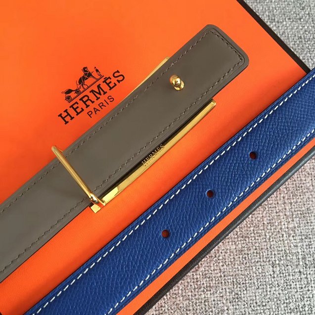 Hermes original epsom leather rivale belt 24mm H076306 blue