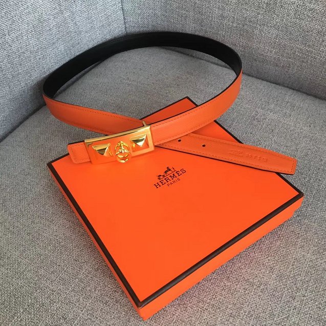 Hermes original epsom leather rivale belt 24mm H076306 orange