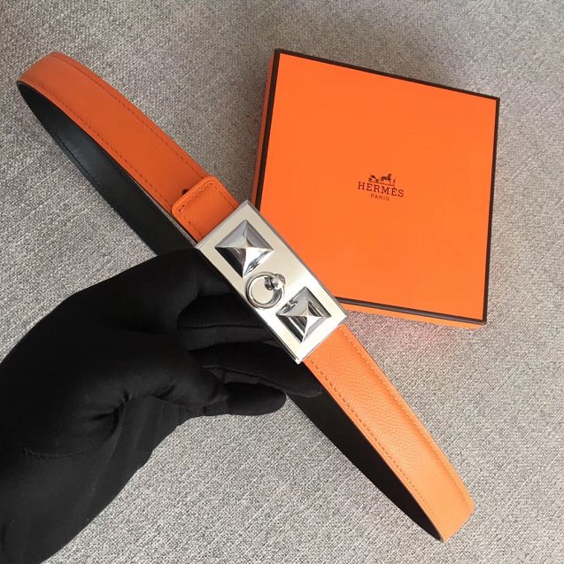 Hermes original epsom leather rivale belt 24mm H076306 orange