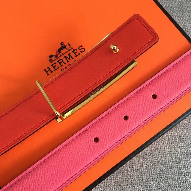 Hermes original epsom leather rivale belt 24mm H076306 pink