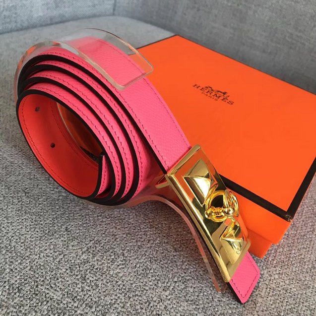 Hermes original epsom leather rivale belt 24mm H076306 pink