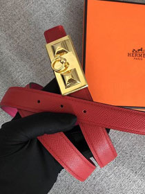 Hermes original epsom leather rivale belt 24mm H076306 red