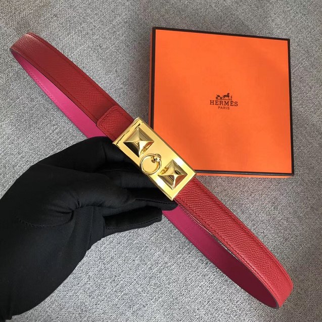 Hermes original epsom leather rivale belt 24mm H076306 red