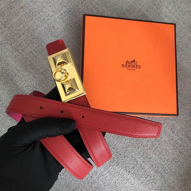 Hermes original epsom leather rivale belt 24mm H076306 red