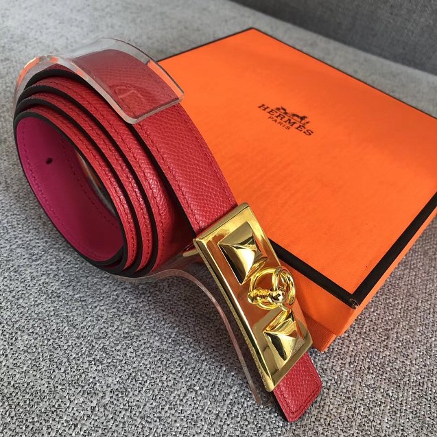 Hermes original epsom leather rivale belt 24mm H076306 red