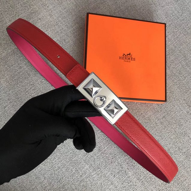 Hermes original epsom leather rivale belt 24mm H076306 red