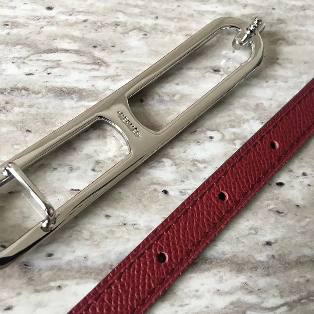 Hermes original epsom leather roulis belt 13mm H065587 burgundy 